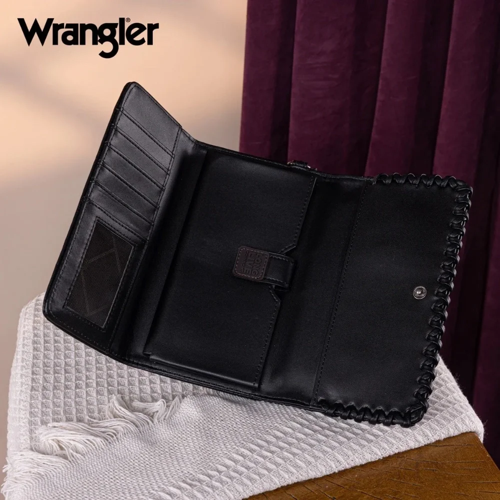 Wrangler Whipstitch Wristlet Wallet Black